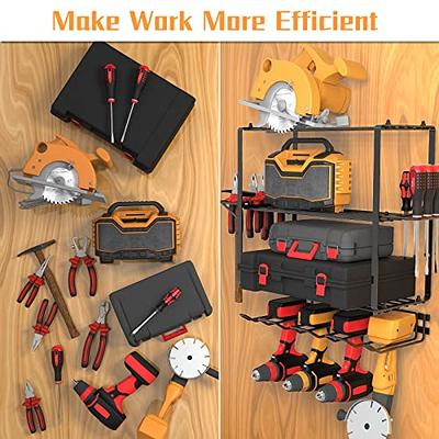 KAFAHOM Power Tool Organizer, 8 Drill Holder Wall Mount, 4 Layers Garage  Tool Organizers and Tool Storage Rack, Heavy Duty Metal Tool Shelf with