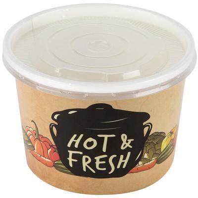 Choice 64 oz. White Paper Soup / Hot Food Cup Vented Lid - 25/Pack