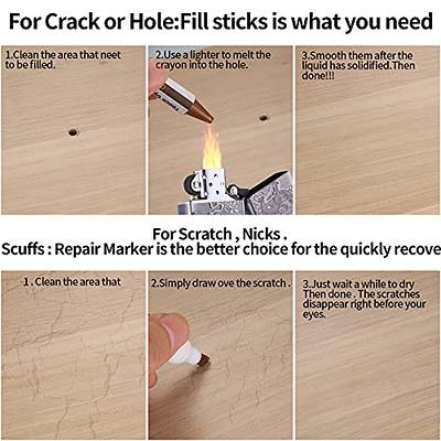 DEWEL Furniture Markers Touch Up Upgrade Wood Furniture Repair Kit Premium Wood Scratch Repair Markers and Wax Sticks for Wood Stains Scratches Hardwo
