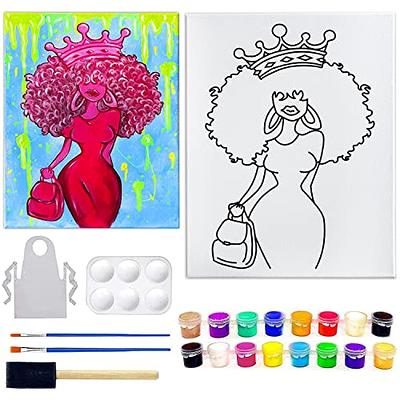 6 Pcs 6 x 6 Inch Pre Drawn Outline Canvas Paint Kit Painting with Pictures  to Paint for Adults Paint Party Stretched Canvas Painting Art Boards Set