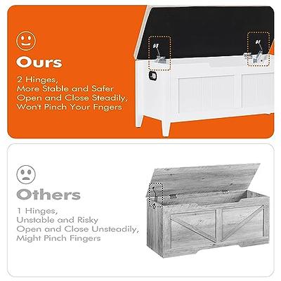  DINZI LVJ Storage Chest, Flip-Top Wooden Toy Box with 2 Safety  Hinges, Retro Entryway Shoe Storage Bench, Sturdy Large Storage Trunk for  Living Room, Bedroom, Easy Assembly, Greige : Home 