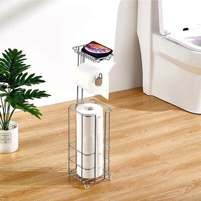 Dracelo Plastic Floor Stand 3-Roll Space-Saving Toilet Tissue