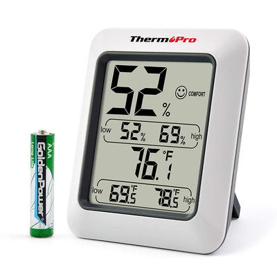 ThermoPro TP53W Digital Thermometer Indoor Hygrometer Temperature Humidity  Monitor w/ Min Max Records and Comfort Indicator Room Thermometer in Black