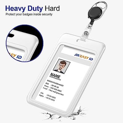 JINEASY ID 2 Pack White Hard Plastic ID Badge Holder Vertical