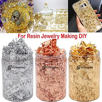 Gold Leaf Gilding Resin Flakes Gold Metallic Foil Flakes for Nail Art  Painting Crafts Slime and Resin Jewelry Making Gold Silver