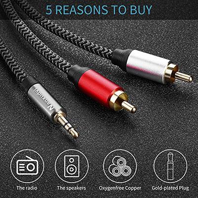  Cmple - 6FT 3.5mm to RCA Audio Stereo Cable, 3.5mm to 2-Male RCA  Adapter Audio Cable, Y Splitter Design Stereo Audio RCA Male Cable, AUX  Cord for Stereo Receiver Speaker Smartphone