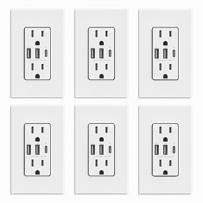 ELEGRP USB Outlets Receptacles, 3-Port USB C Wall Outlet, 30W 6.0A USB Electrical  Outlet