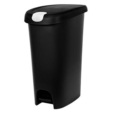 Lavex 16 Gallon Black Slim Rectangular Trash Can with Drop Shot Lid