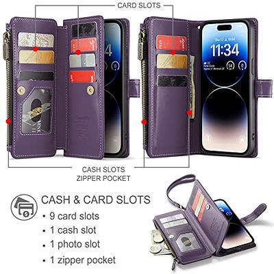 CaseMe iPhone 13 Pro Max Leather Zipper Wallet Case with RFID Blocking  Credit Card Holder Brown