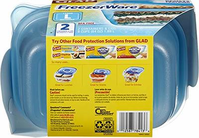 Glad FreezerWare Food Storage Containers, Large - 2 pack