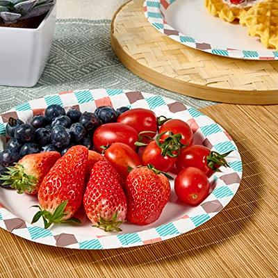 MUCHII Paper Plates 10 Inch, 150 Count Disposable Paper Plates, Soak Proof,  Cut Proof, Printed Disposable Plates for Daily Use, Parties