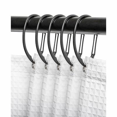 Dyiom Plastic Shower Curtain Hooks O-shaped Rings Glide Easily on Bathroom Shower Rod, Shower Curtain Rings/Hook in Bronze