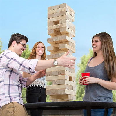 Nontraditional Giant Wooden Blocks Tower Stacking Game, Outdoor Yard Game,  for Adults, Kids, Boys and Girls by Hey! Play! 