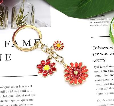 Flower Bag Charms Enameled Keychain for Women Girls 2Pcs Cute