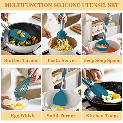 Silicone Cooking Utensils Set, 43pcs Non-Stick Heat Resistant Kitchen Utensils Spatula Set with Wooden Handle for Baking, Cooking, and Mixing, Best