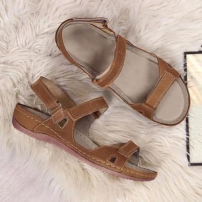 Women's Sandals Flat Sandals Orthopedic Sandals Bunion Sandals Plus Size  Outdoor Daily Beach Color Block Summer Flat Heel Open Toe Classic Casual  Minimalism Faux Leather Buckle Black&Gray red&green 2024 - $25.99