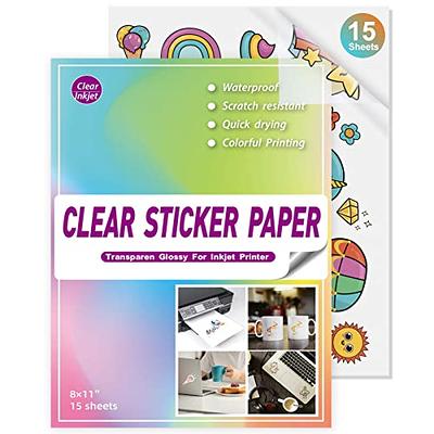 Clear Sticker Paper for Inkjet Printer - 15 Sheets (8.5 x 11) Translucent  Waterproof Printable Vinyl Sticker Paper for DIY Personalized Stickers  Holds Ink Beautifully & Dries Quickly - Yahoo Shopping