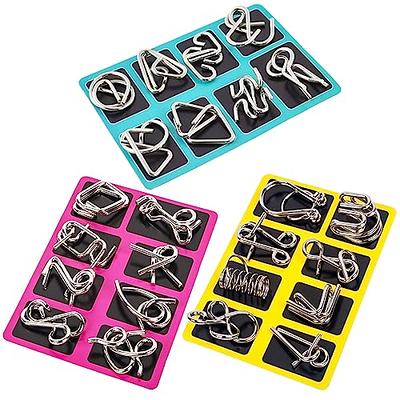 Eniucow Brain Teaser Puzzles for Kids Ages 8-10,Brain Teasers for Adults 12  Pack,Mind,IQ and 3D Plastic Simple and Beginner Portable Hand Puzzles