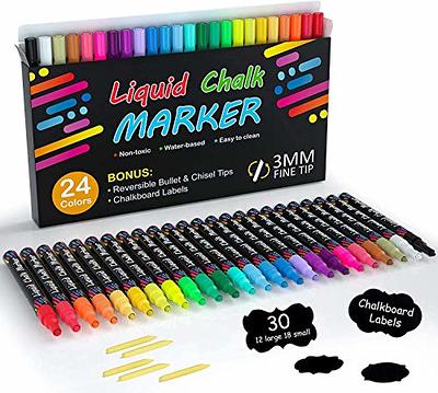 Wipe-Kleen Liquid Chalk Board Window Markers, Non Toxic Dry Erasable Pens  for Cafe Menu Signs, Blackboard, Whiteboard & Glass- Bullet or Chisel  Reversible Tips NEON Color- Set of 8 [3-Pack] 