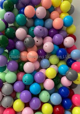 16mm Multicolor Gumball Beads, Round Acrylic Loose Beads, Solid