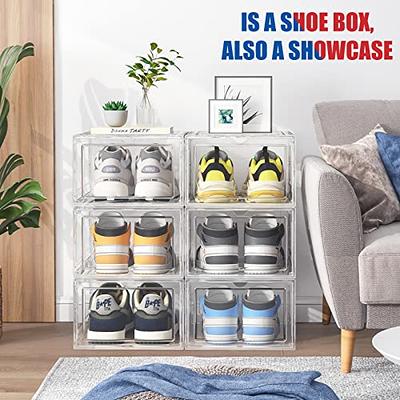 Fixwal Large Shoe Storage Box Set of 6 Stackable Drop Front Plastic Shoe Organizer  Containers with Clear Door, Shoe Bins for Display Sneakers Fit Shoe Size Up  to US Men 12 - Yahoo Shopping