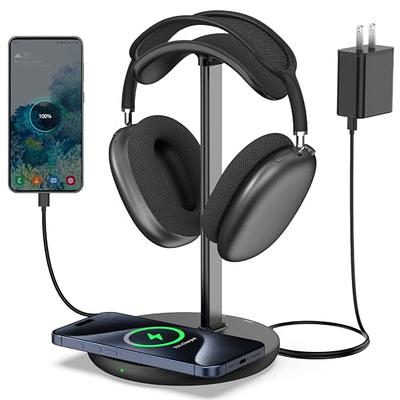 KANTUTOE RGB Headset Stand Desk Accessories, Headphone Holder with 1 Type-C  Port and 1 USB Port, Headphone Stand with 10 Light Modes and Non-Slip