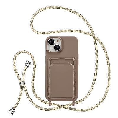 ZTOFERA Crossbody Case for iPhone 15 Pro with Lanyard Strap Adjustable  Rope, Liquid Silicone Soft Cover for iPhone 15 Pro 6.1 inch-Brown