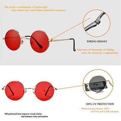 HJSTES Hippie Round Sunglasses Polarized for Women Men Retro Small Circle  Lennon Glasses(Gold/Red) - Yahoo Shopping