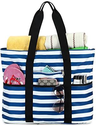 Beach Bag for Women - Large Beach Tote Bag, Waterproof Sandproof Beach Bag  with Zipper, Tote Bag for Women, Pool Gym Travel