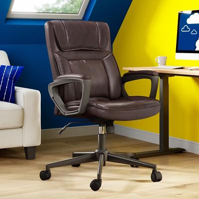 Serta Works Executive Leather Office Chair with Back in Motion Technology, Opportunity Gray