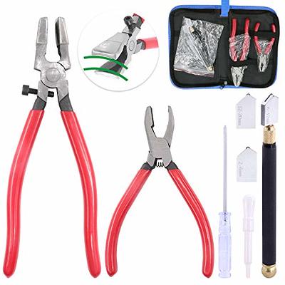 Glarks 4Pcs Heavy Duty Glass Running Pliers Tools Set, Breaker