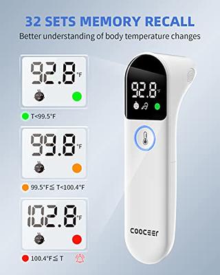 COOCEER Forehead Thermometer for Adults and Kids: Fever Thermometer for  Home - Large Bolded Digital Temperature Reading