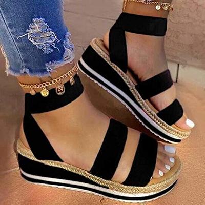 Wedge Heel Sandals Shoes for Women Wide Width Hollow Out Leather Open Toe  Buckle Summer Slide Platform Sandals with Arch Support Espadrilles Wedge