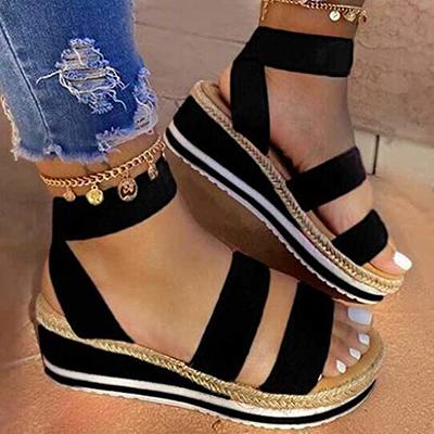 Women's Espadrille Wedge Sandals, Casual Peep Toe Slip On Platform