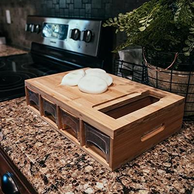 Bamboo Cutting Board with Containers, Lids, Graters, Carving Board