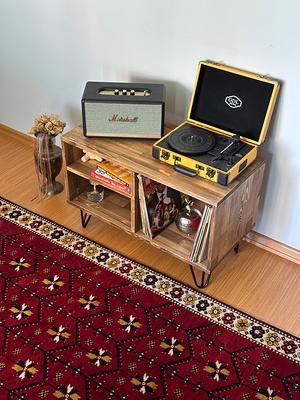 Record Player Table, Retro Style Large Turntable Stand, Solid Wood Mid  Century Modern Vinyl Storage - Yahoo Shopping