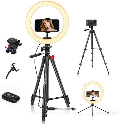 LED Selfie Ring Light with Tripod Stand&Cell Phone Holder For Makeup Live  Stream