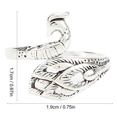 Adjustable Peacock Knitting/Crochet Ring in Silver