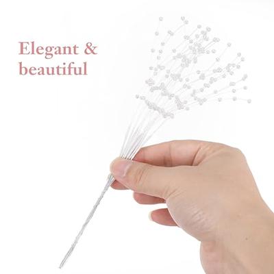 IMIKEYA Pearl Stick Stems Bouquets: 100pcs String Pearls Sticks, 4mm Bead  String Garland Pearls String Floral Beaded Sticks Picks for Wedding