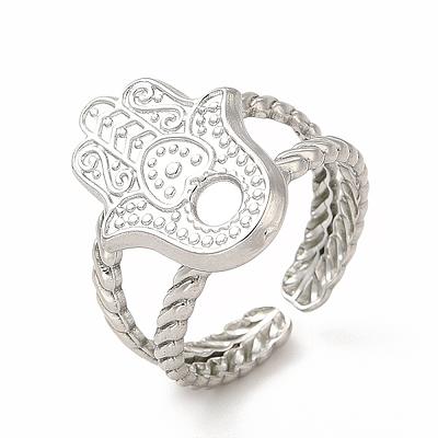 304 Stainless Steel Hamsa Hand Open Cuff Ring Settings - Yahoo Shopping