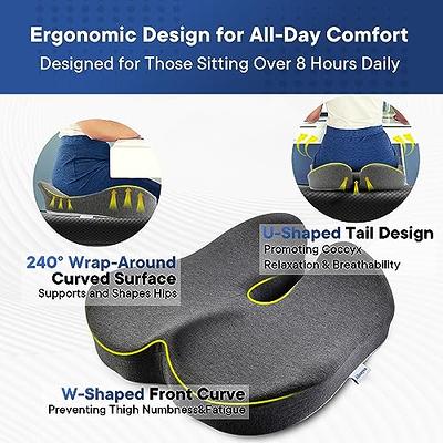 Waoaw Seat Cushion, Office Chair Cushions Butt Pillow for Long Sitting, Memory Foam Chair Pad for Back, Coccyx, Tailbone Pain Relief