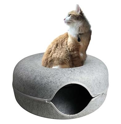 Cat Tunnels Bed, Foldable Pet Tunnel Tube Bed with Holes, DIY Cats Play Mat  Cat Activity Rug Toy for Interactive/Exercise Felt Cloth Random  Combinations and Infinite Extension grey yellow