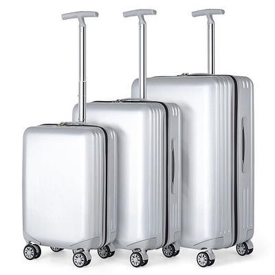 Hikolayae Sunshine Collection Hardside Spinner Luggage Sets in Stripe Champagne, 5 Piece - TSA Lock