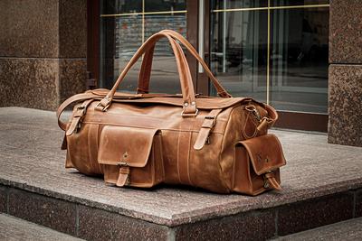 Leather Duffle Bag, Men's Genuine Overnight Travel