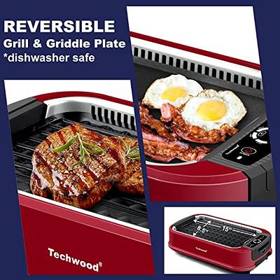 Indoor Smokeless Grill, Techwood 1500W Electric Indoor Grill with Tempered  Glass Lid, Portable Non-stick BBQ Korean Grill, Turbo Smoke Extractor  Technology, Drip Tray& Double Removable Plate, Red - Yahoo Shopping