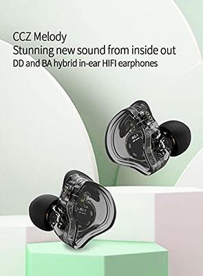  CCZ Melody in Ear Monitor, Dynamic Hybrid Dual Driver in Ear  Earphones 1BA+1DD HiFi Wired Headphones Musicians IEM Upgrade Deep Bass  Suitable for Bass Vocals Pop Folk ACG (No MIC, Transparent)… 