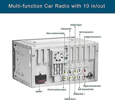 Double Din car Stereo with CD/DVD Player- CarPlay & Android Auto, Car Audio  with Bluetooth, 7 Inch HD Touchscreen, Rear Camera, USB/TF/AUX, Subwoofer