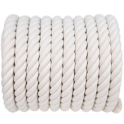 Twisted Cotton Rope (1 in x 10 ft) Natural Thick White Rope for Nautical,  Landscaping, Railings, Hammock,Home Decorating
