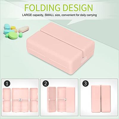 2 Pack Pill Case Organizer,Travel Pill Box with Label, Daily Medicine  Organizer Case, Waterproof Pocket Container Case, Portable Pink Supplement  Case