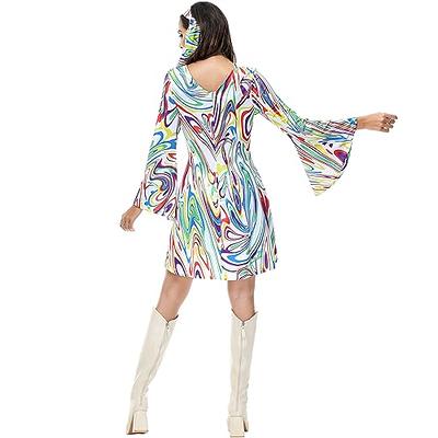 Kranchungel Women's Halloween Disco Party Dress 70s Hippie Disco